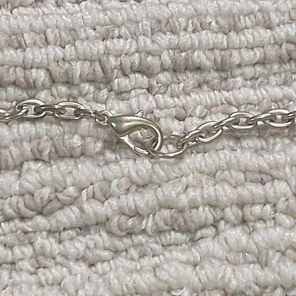 Silver Tone Hammered Open Circle Ring Link Chain Statement Collar Necklace Women